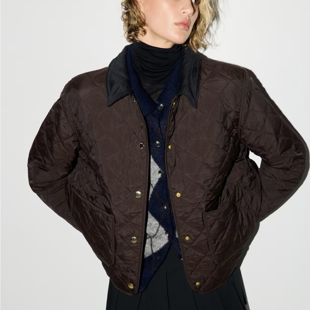 NWT Quilted Jacket With Corduroy Collar - Picture 6 of 8